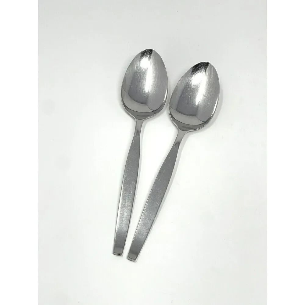 Oneida Community Stainless Frostfire Table Serving Spoons 8 3/4” Set Of 2